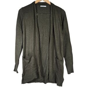 Pink Clover Penton Two‎ Pocket Open Front Cardigan Olive Green XS NWOT